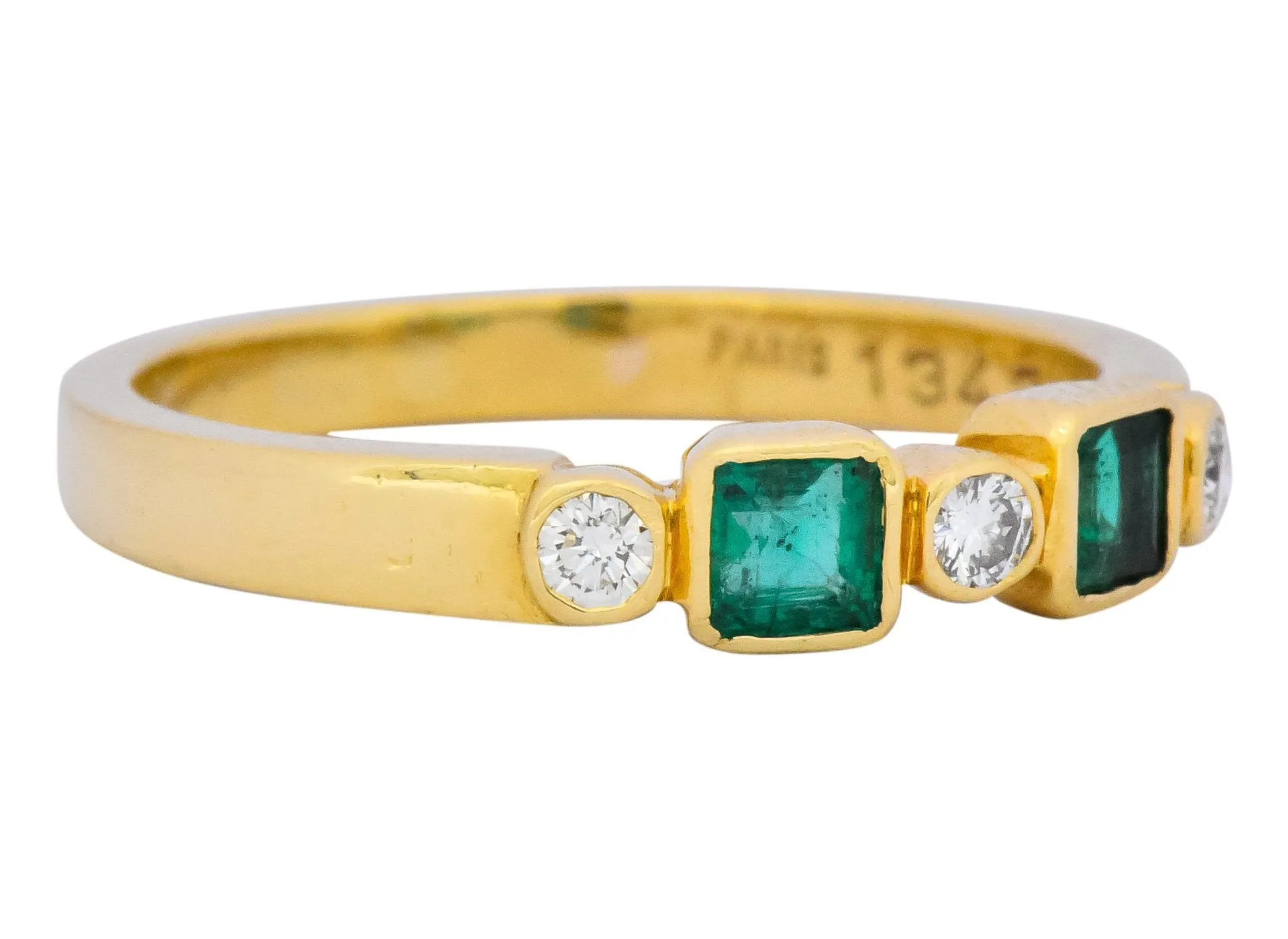 Chaumet Paris Emerald Diamond 18 Karat Gold Stacking Ring