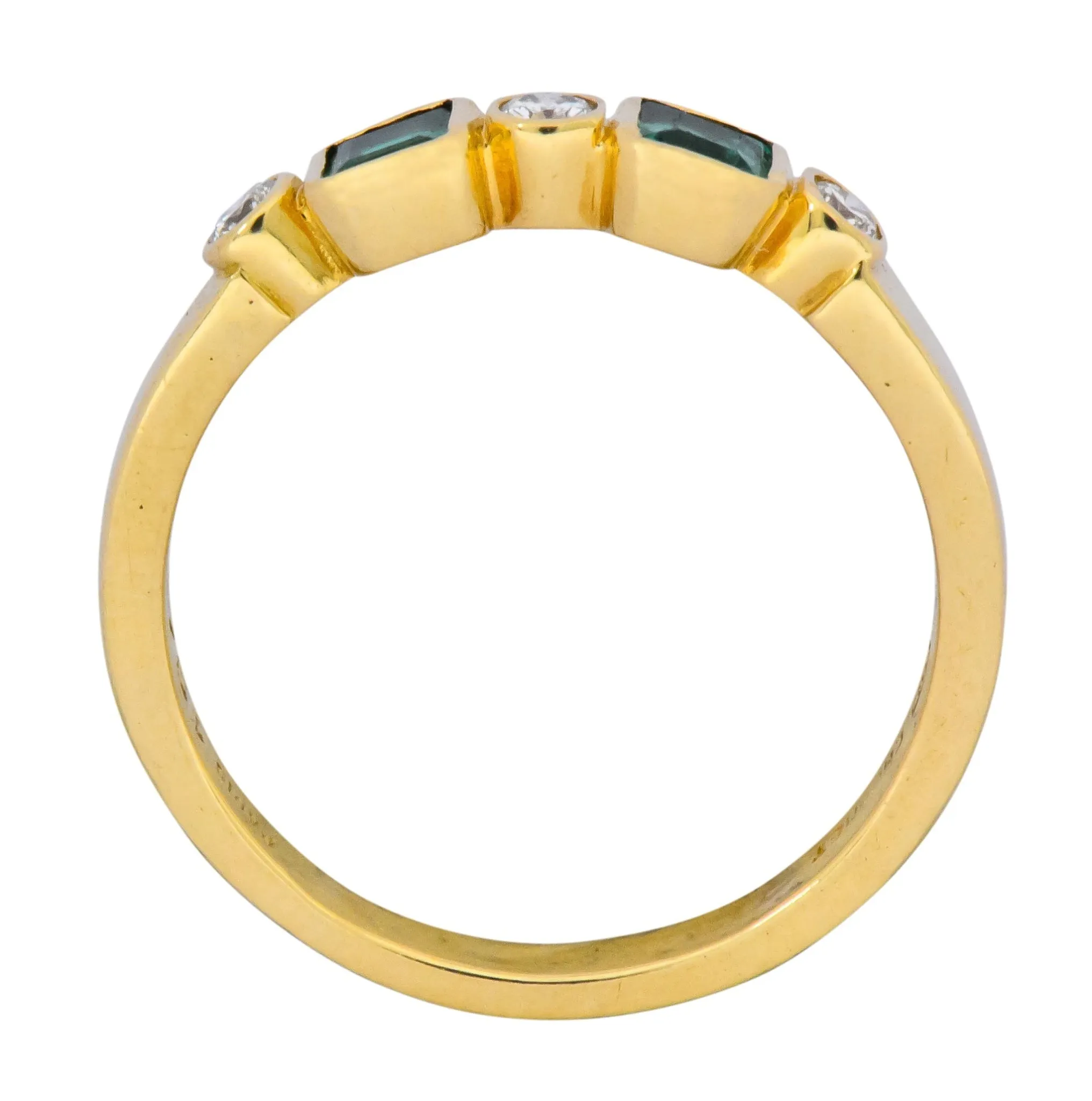 Chaumet Paris Emerald Diamond 18 Karat Gold Stacking Ring