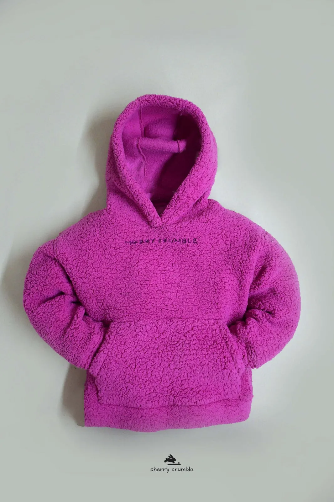Cherry Crumble Magenta Solid 100% Polyester Full Sleeves Hooded Casual Wear Easy Fit Applique/Embroidered Winter Polar Hoodie For Boys & Girls