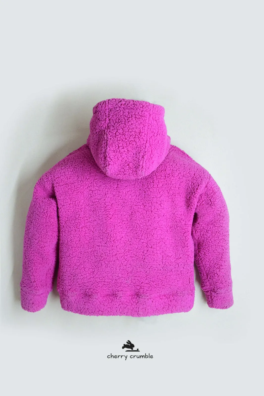 Cherry Crumble Magenta Solid 100% Polyester Full Sleeves Hooded Casual Wear Easy Fit Applique/Embroidered Winter Polar Hoodie For Boys & Girls