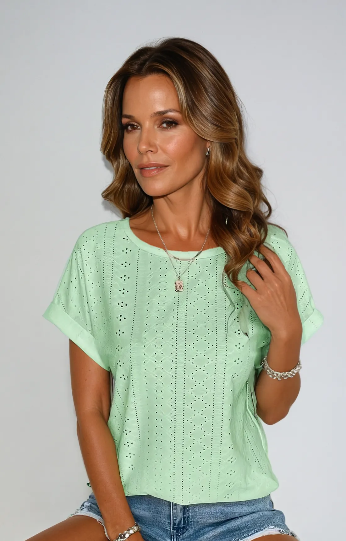 Chic & Breezy Eyelet Top by Riza™