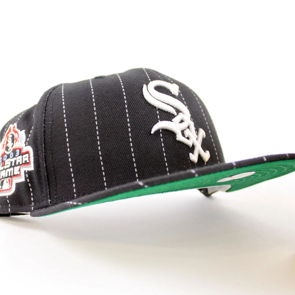 Chicago White Sox 2003 All-Star Game New Era Fitted 59Fifty Hat (Black Pinstripes Green Under Brim)