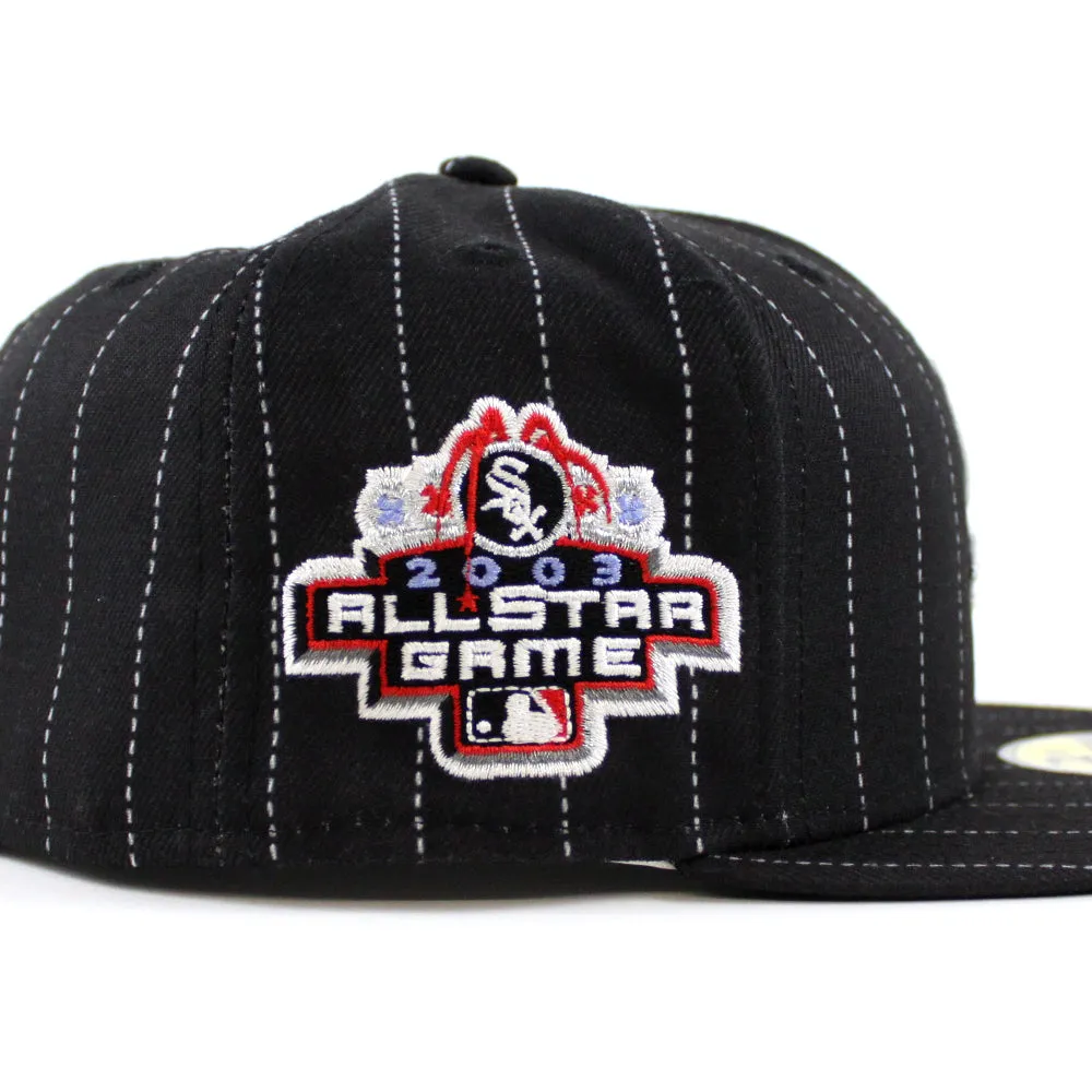 Chicago White Sox 2003 All-Star Game New Era Fitted 59Fifty Hat (Black Pinstripes Green Under Brim)