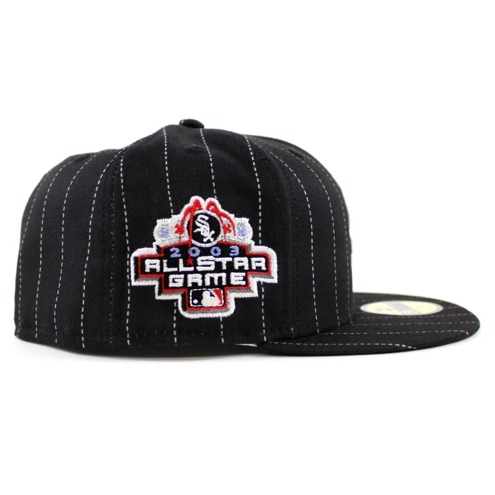 Chicago White Sox 2003 All-Star Game New Era Fitted 59Fifty Hat (Black Pinstripes Green Under Brim)