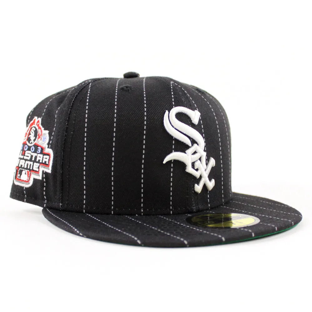 Chicago White Sox 2003 All-Star Game New Era Fitted 59Fifty Hat (Black Pinstripes Green Under Brim)