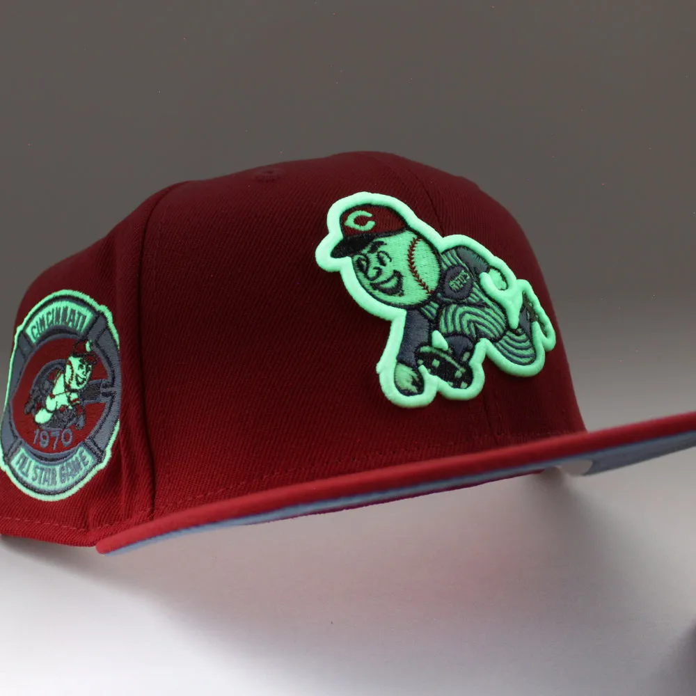 Cincinnati Reds 1970 All-Star Game Retro New Era 59Fifty Fitted Hat (GITD Red Sky Blue Under Brim)