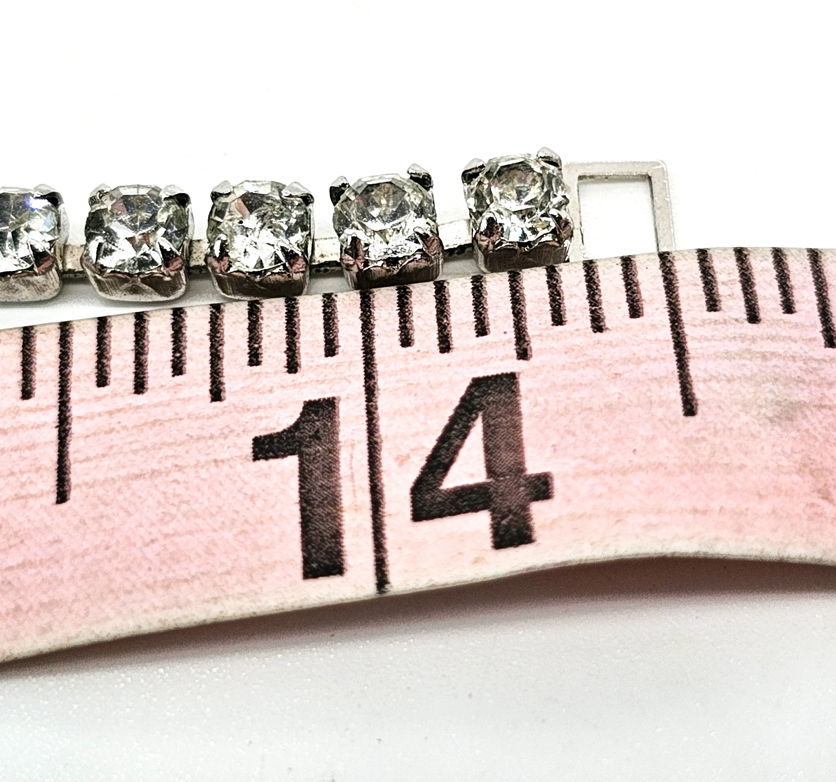 Clear princess cut rhinestone vintage mid century choker necklace