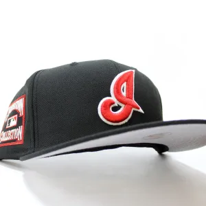 Cleveland Indians Cooperstown Collection Patch New Era 59Fifty Fitted Hat (Glow in the Dark Logo Black Gray Under Brim)
