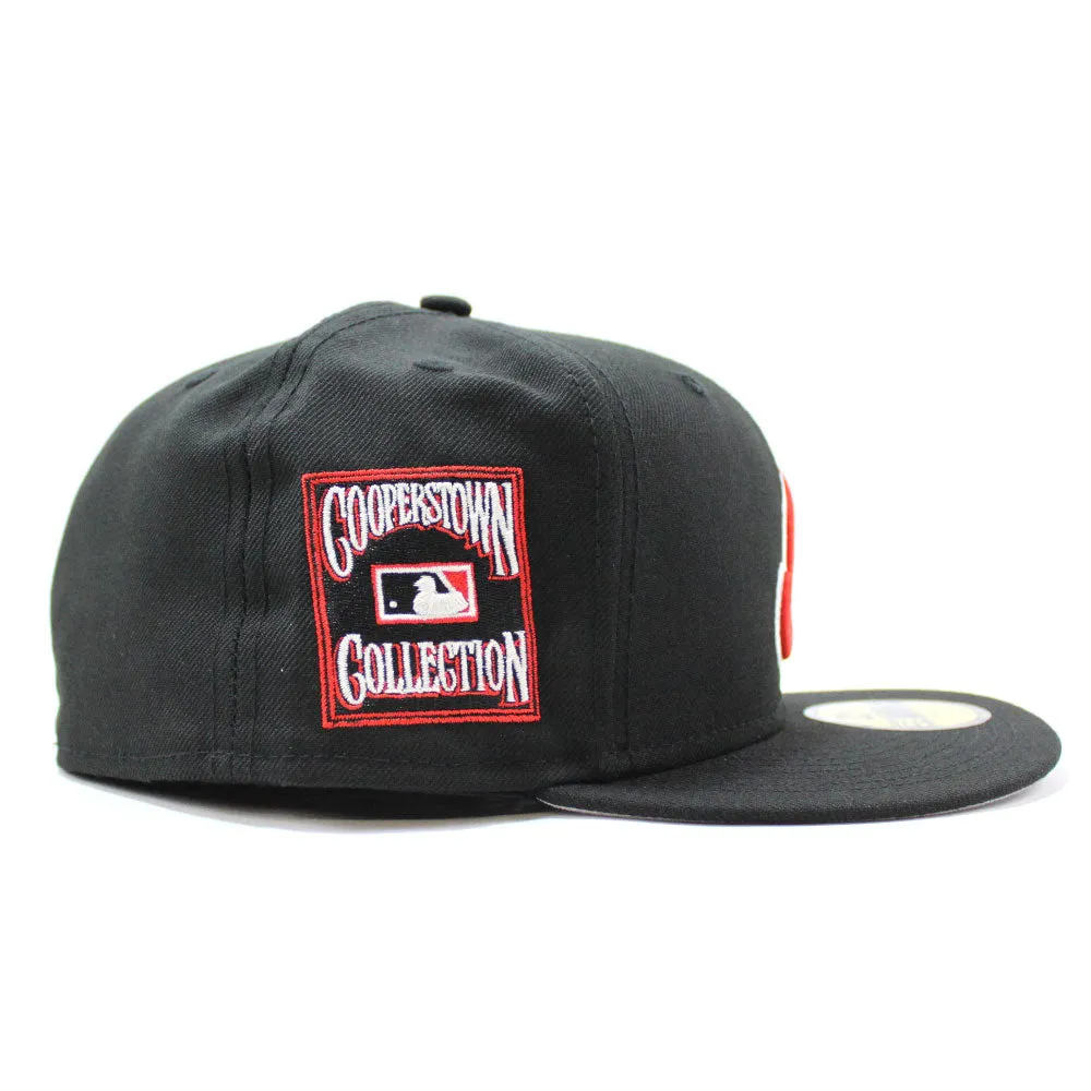 Cleveland Indians Cooperstown Collection Patch New Era 59Fifty Fitted Hat (Glow in the Dark Logo Black Gray Under Brim)