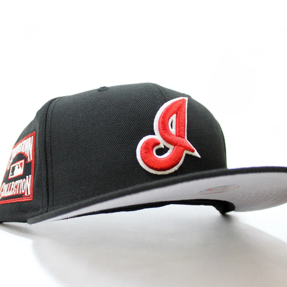 Cleveland Indians Cooperstown Collection Patch New Era 59Fifty Fitted Hat (Glow in the Dark Logo Black Gray Under Brim)