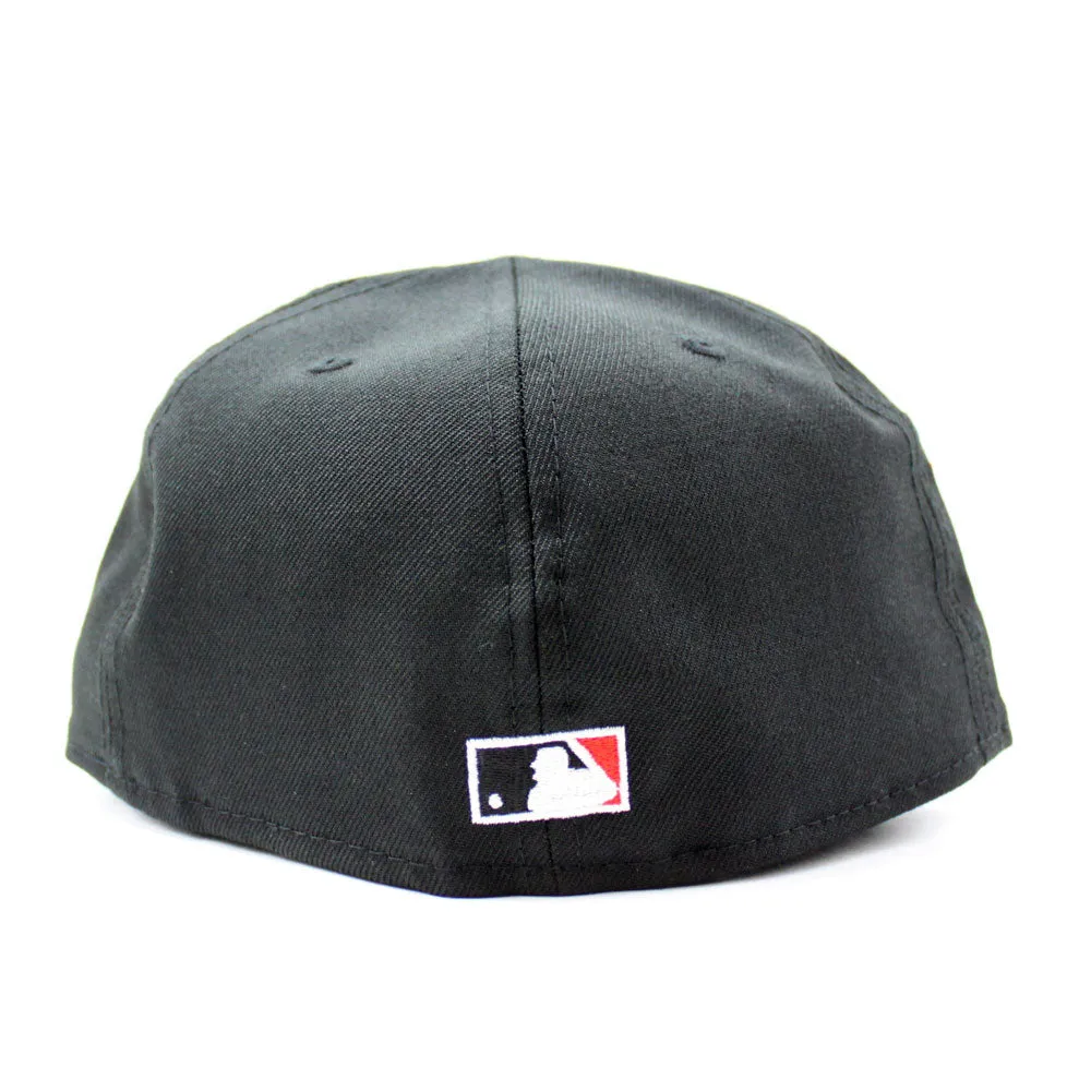 Cleveland Indians Cooperstown Collection Patch New Era 59Fifty Fitted Hat (Glow in the Dark Logo Black Gray Under Brim)