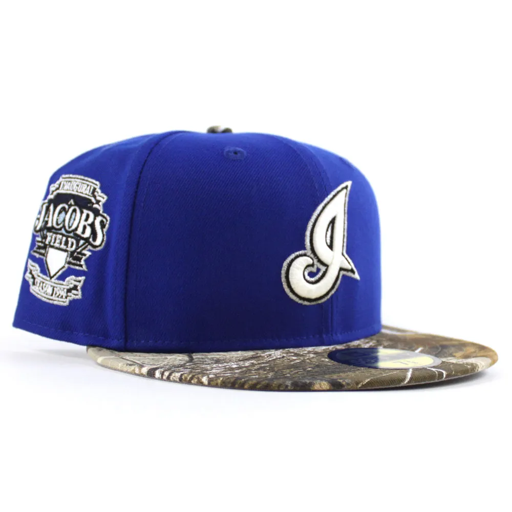 Cleveland Indians Jacobs Field New Era 59Fifty Fitted Hat (Majestic Blue RealTree Camo Gray Under Brim)