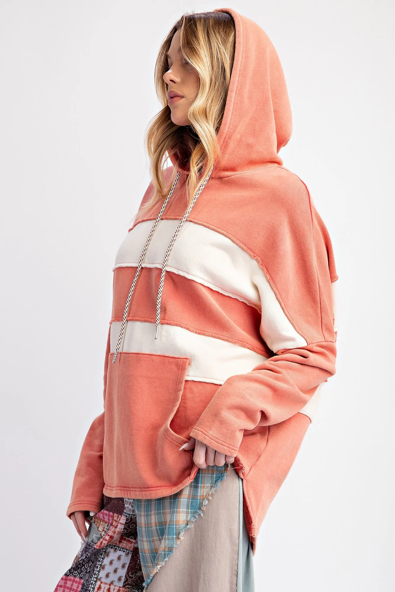 Color Block Washed Hoodie