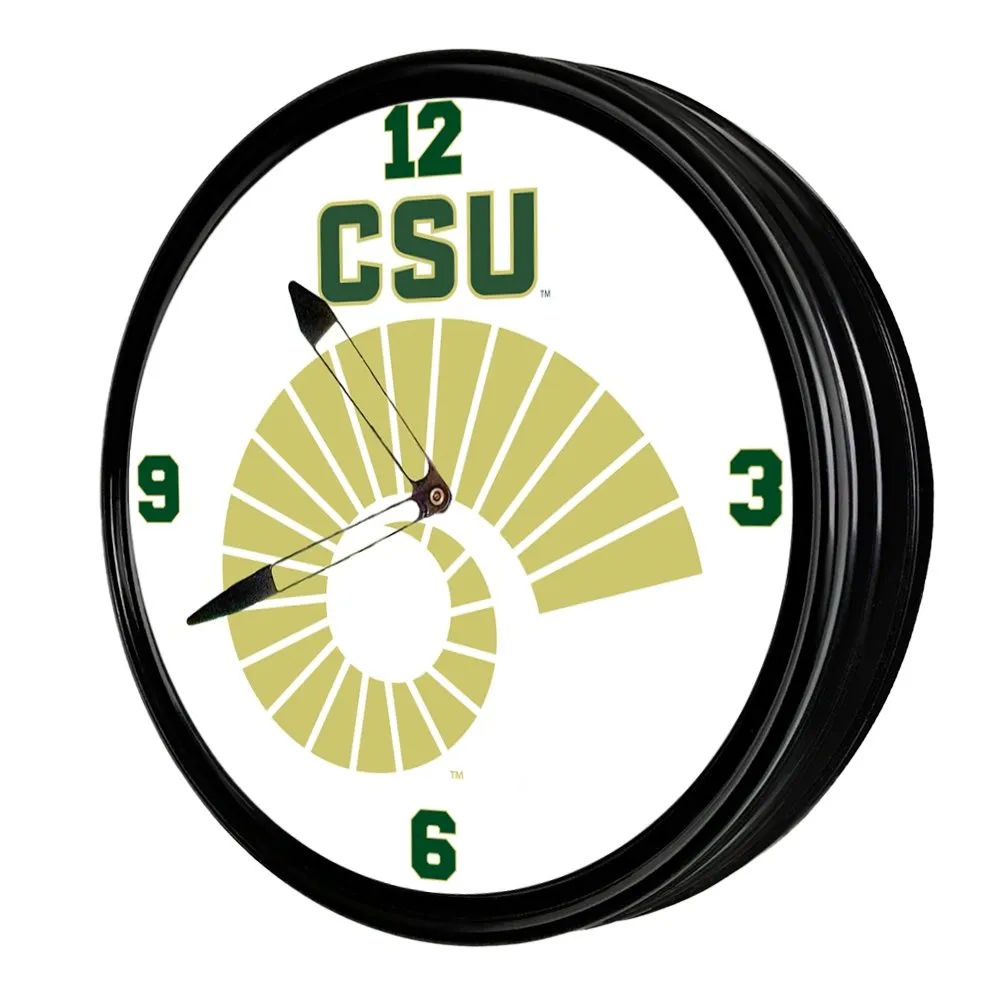 Colorado State Rams: Ram's Horn - Retro Lighted Wall Clock