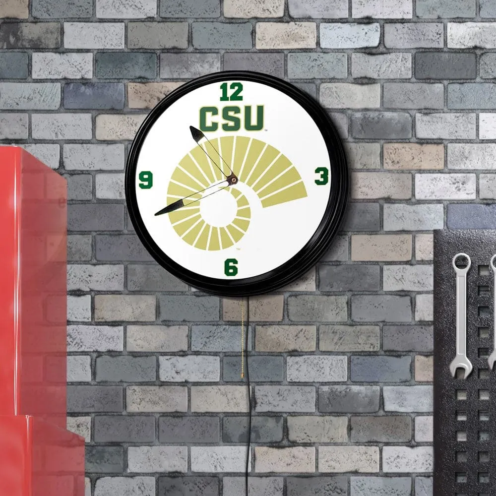 Colorado State Rams: Ram's Horn - Retro Lighted Wall Clock