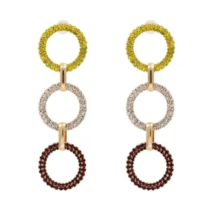 Colored Cubic Zirconia & 18K Gold-Plated Link Drop Earrings