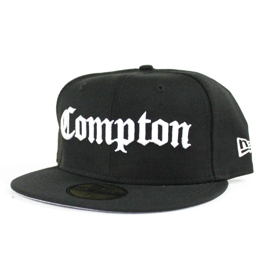 Compton New Era 59fifty Fitted Hat (Black White Gray Under Brim)