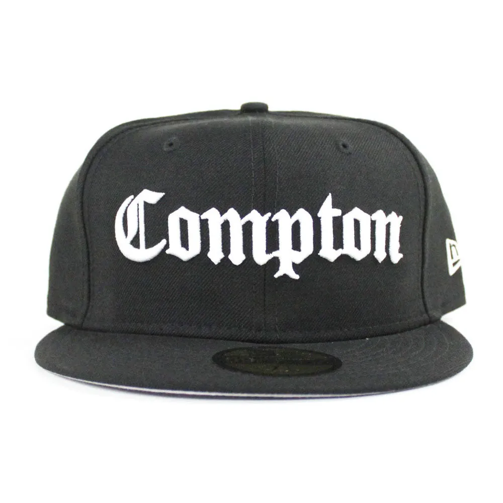 Compton New Era 59fifty Fitted Hat (Black White Gray Under Brim)