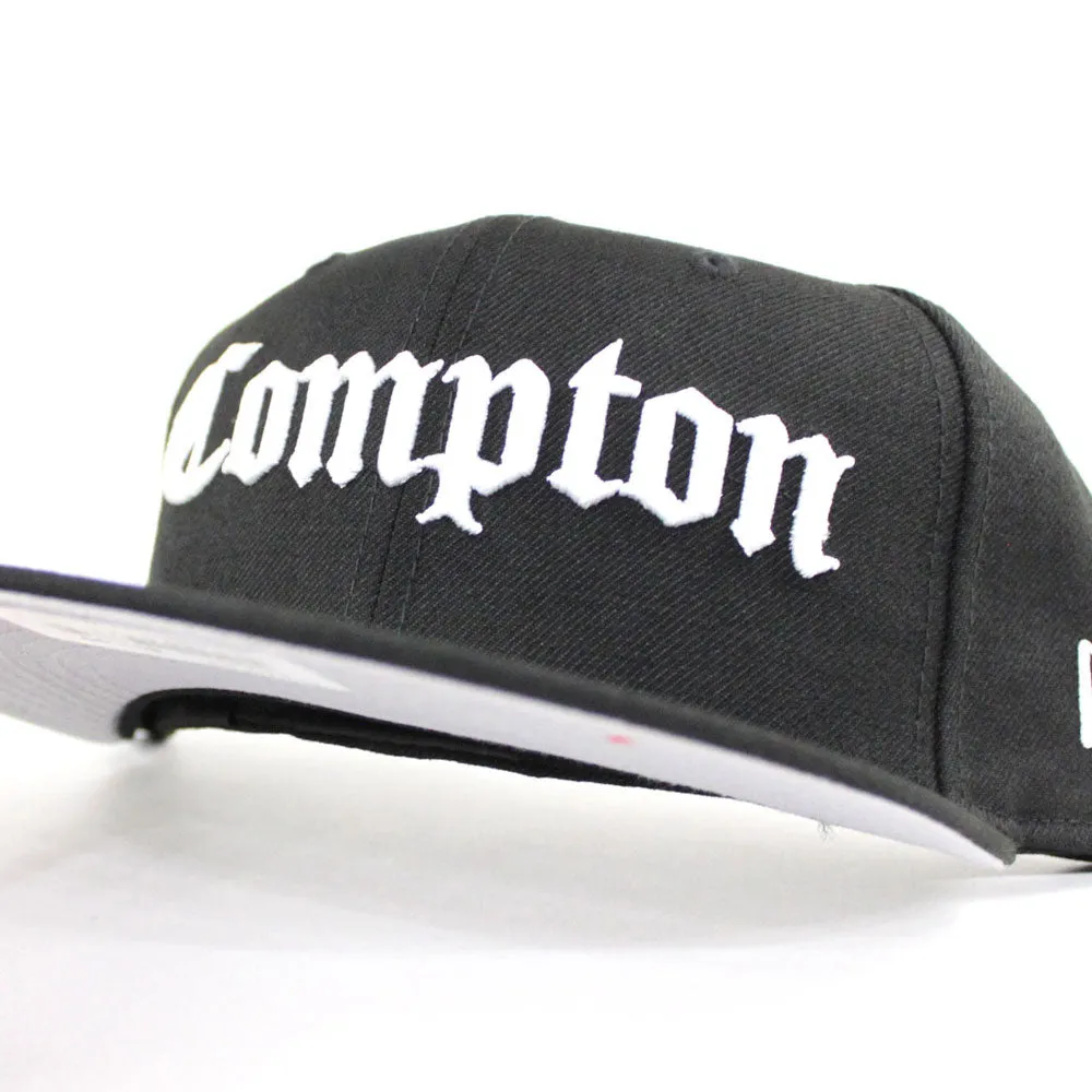 Compton New Era 59fifty Fitted Hat (Black White Gray Under Brim)