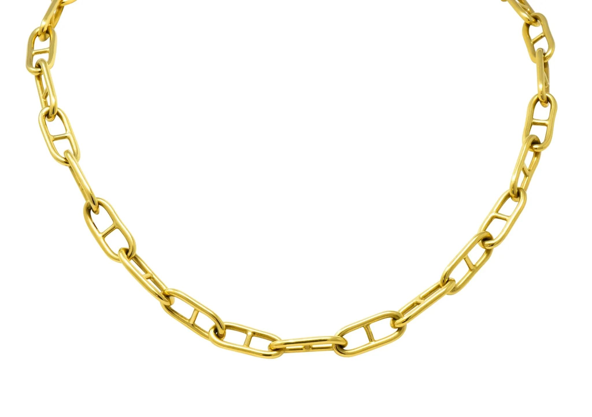 Contemporary 18 Karat Gold Oval Link Chain Necklace