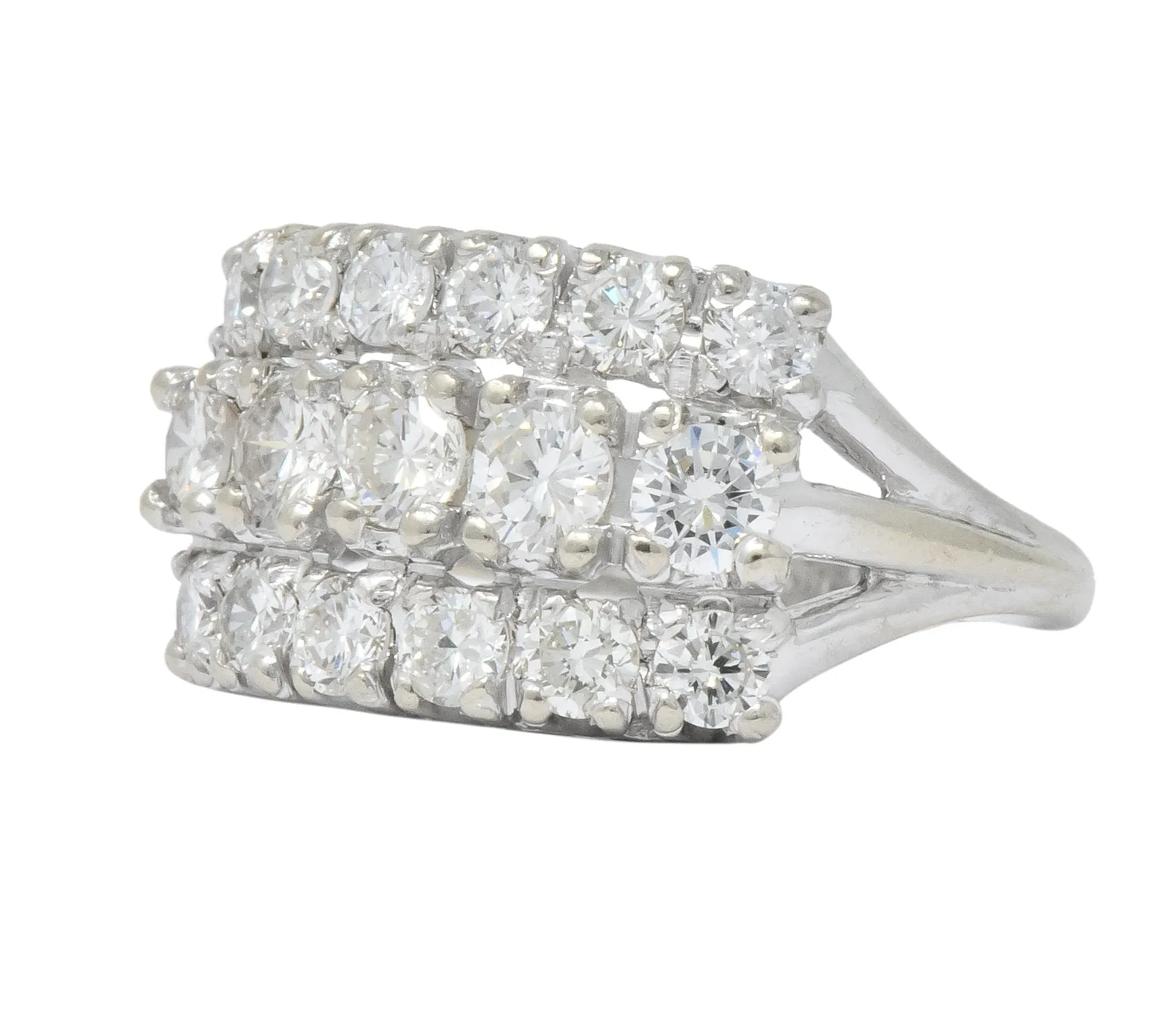 Contemporary 2.00 CTW Round Brilliant Diamond 14 Karat White Gold Cluster Ring