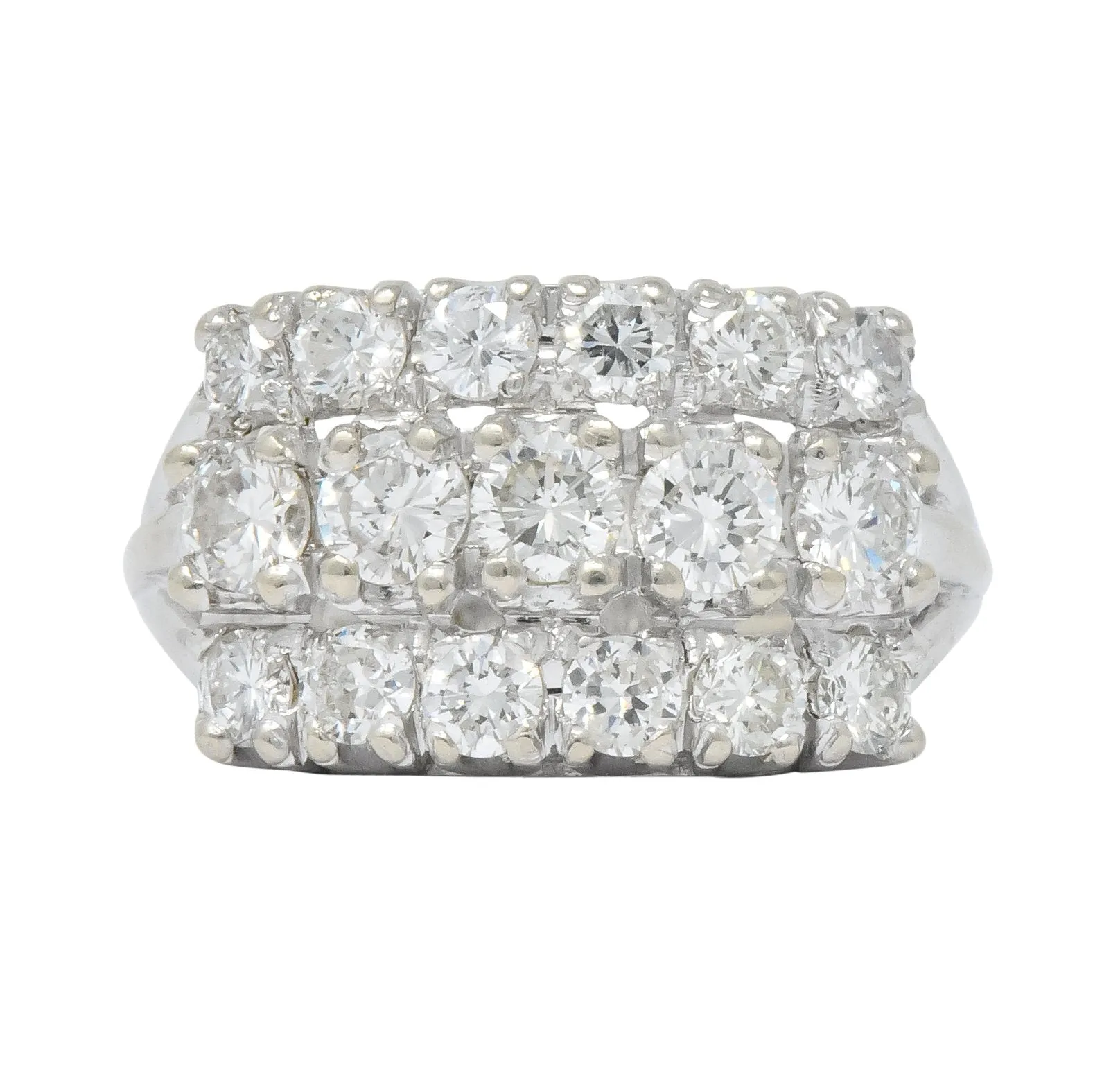 Contemporary 2.00 CTW Round Brilliant Diamond 14 Karat White Gold Cluster Ring
