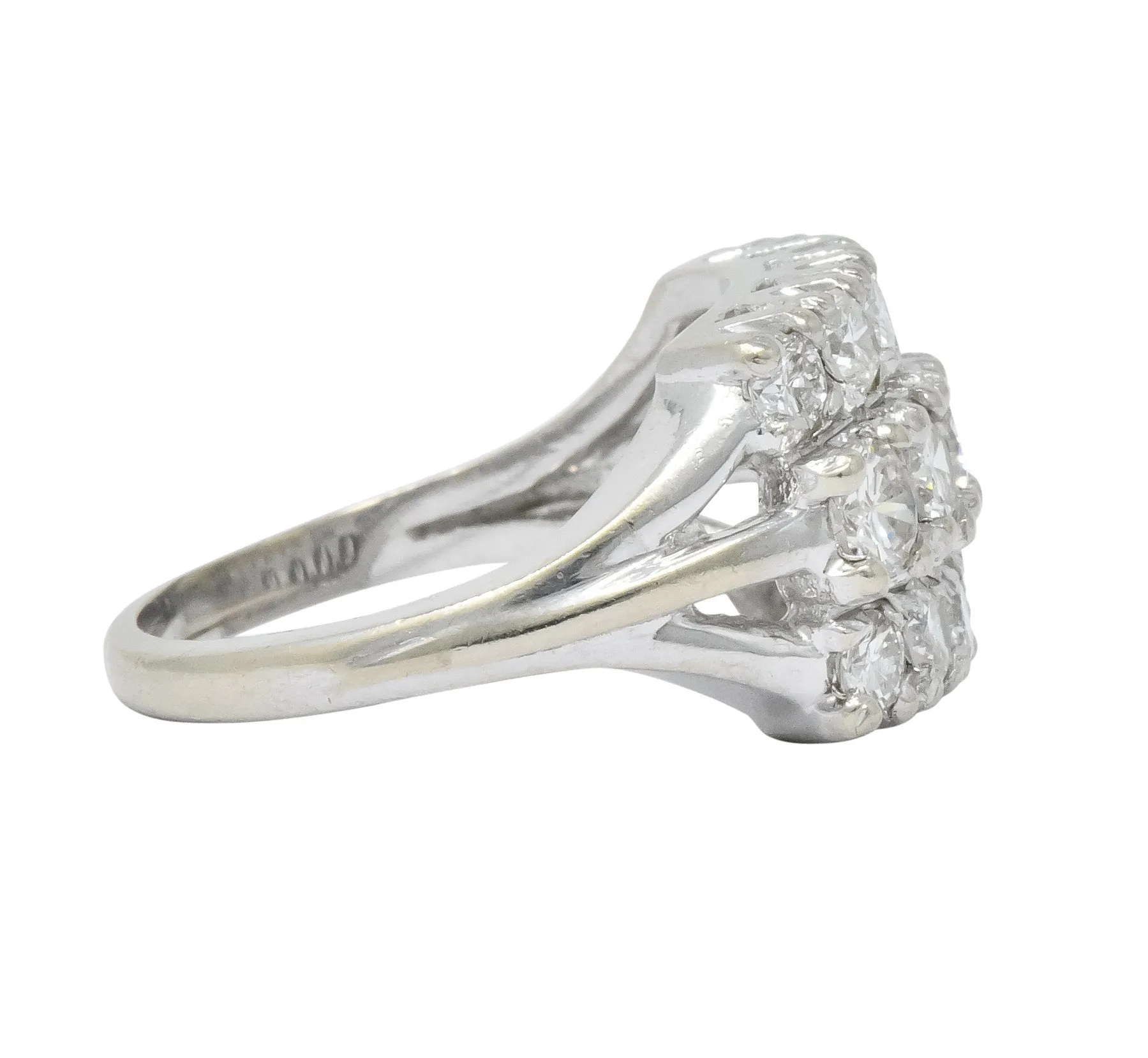 Contemporary 2.00 CTW Round Brilliant Diamond 14 Karat White Gold Cluster Ring