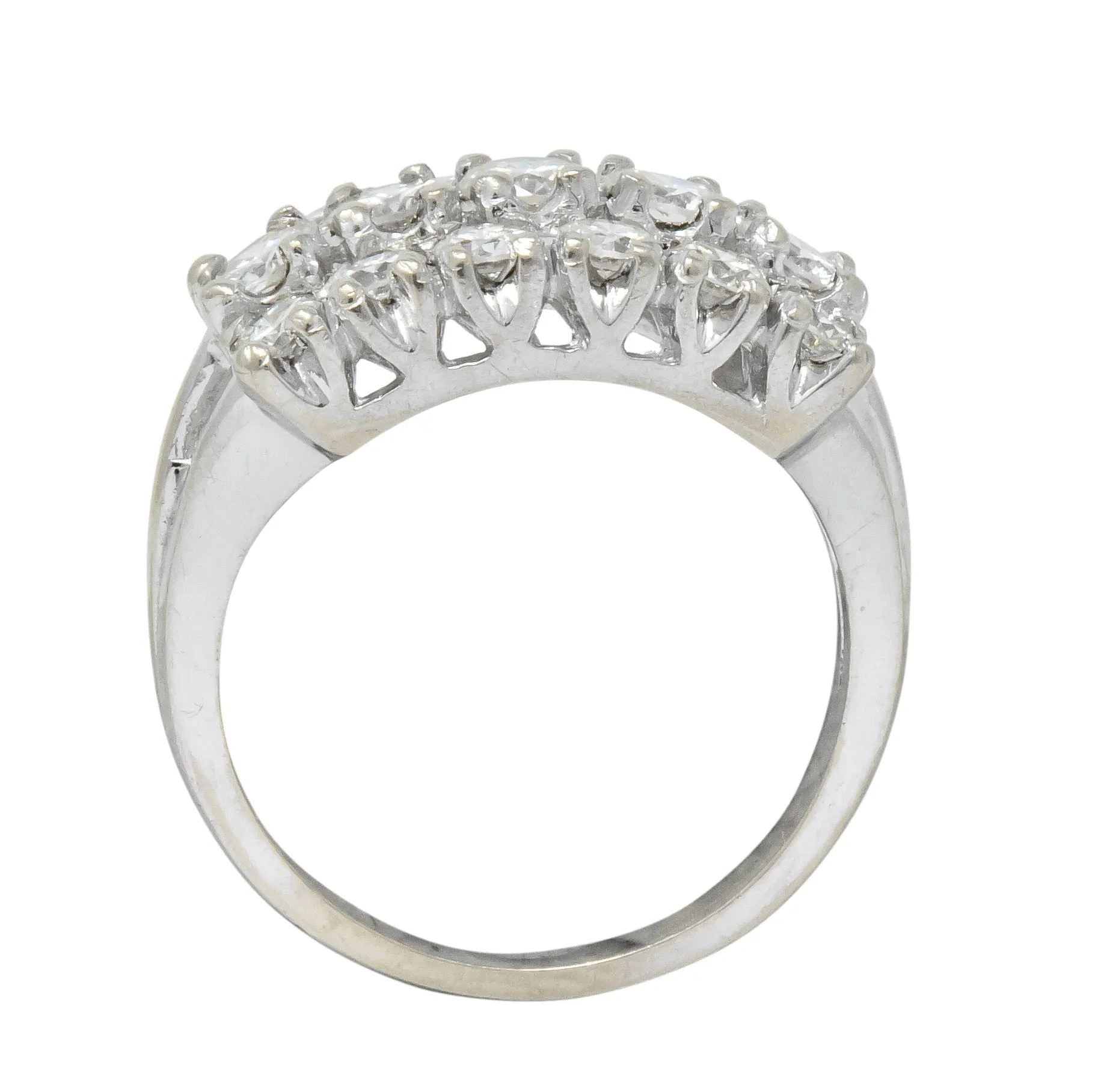 Contemporary 2.00 CTW Round Brilliant Diamond 14 Karat White Gold Cluster Ring