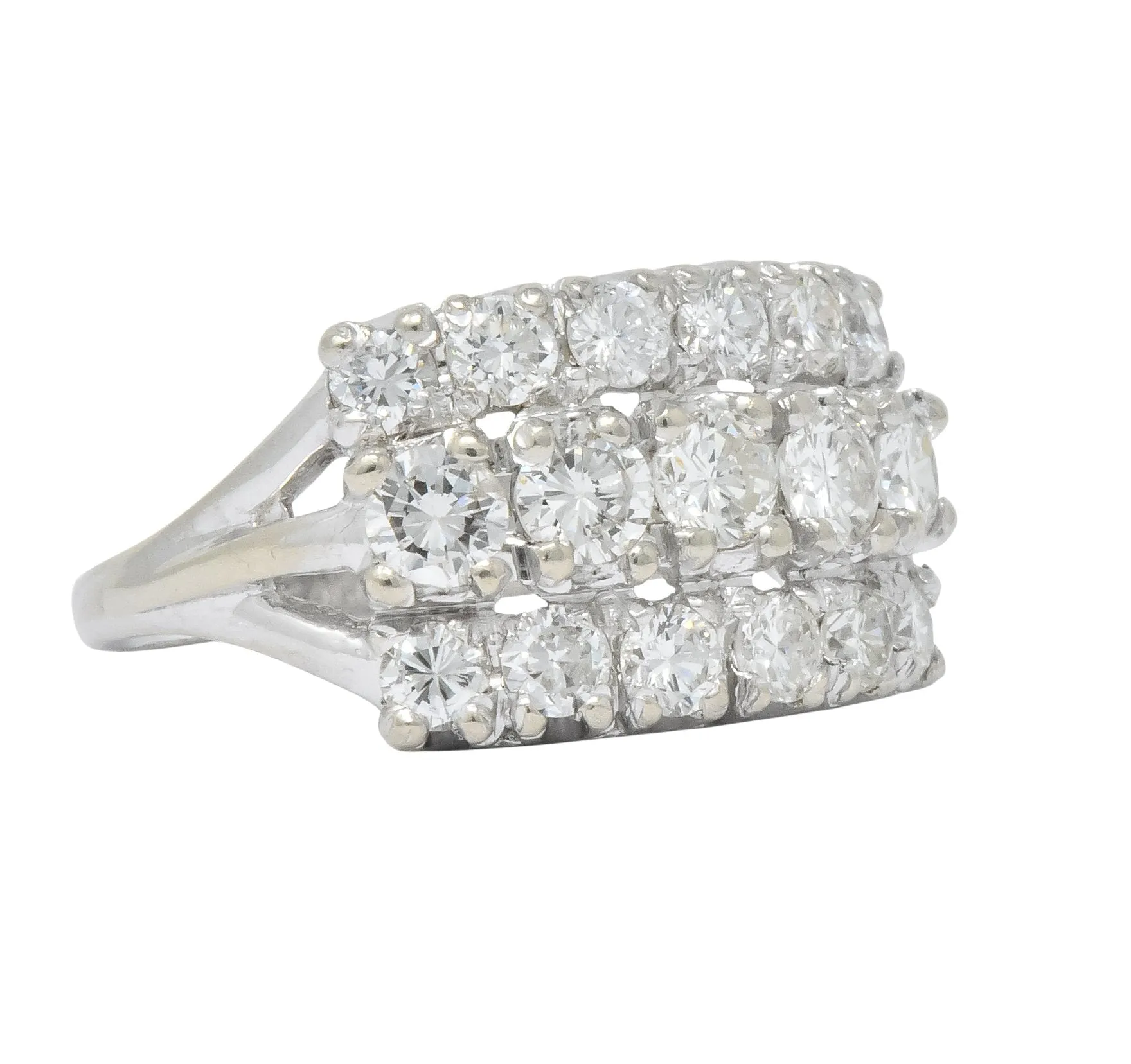Contemporary 2.00 CTW Round Brilliant Diamond 14 Karat White Gold Cluster Ring