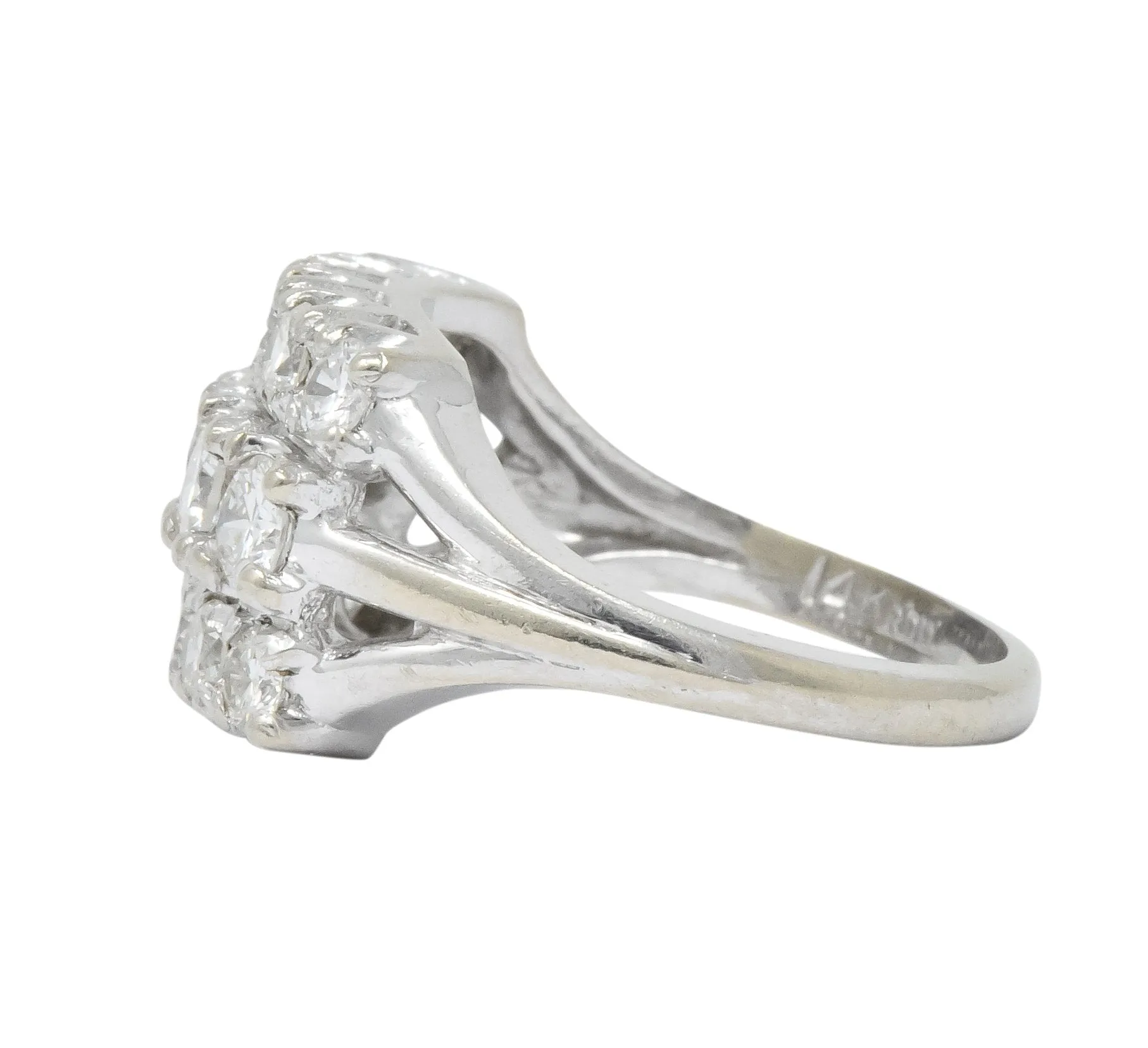 Contemporary 2.00 CTW Round Brilliant Diamond 14 Karat White Gold Cluster Ring