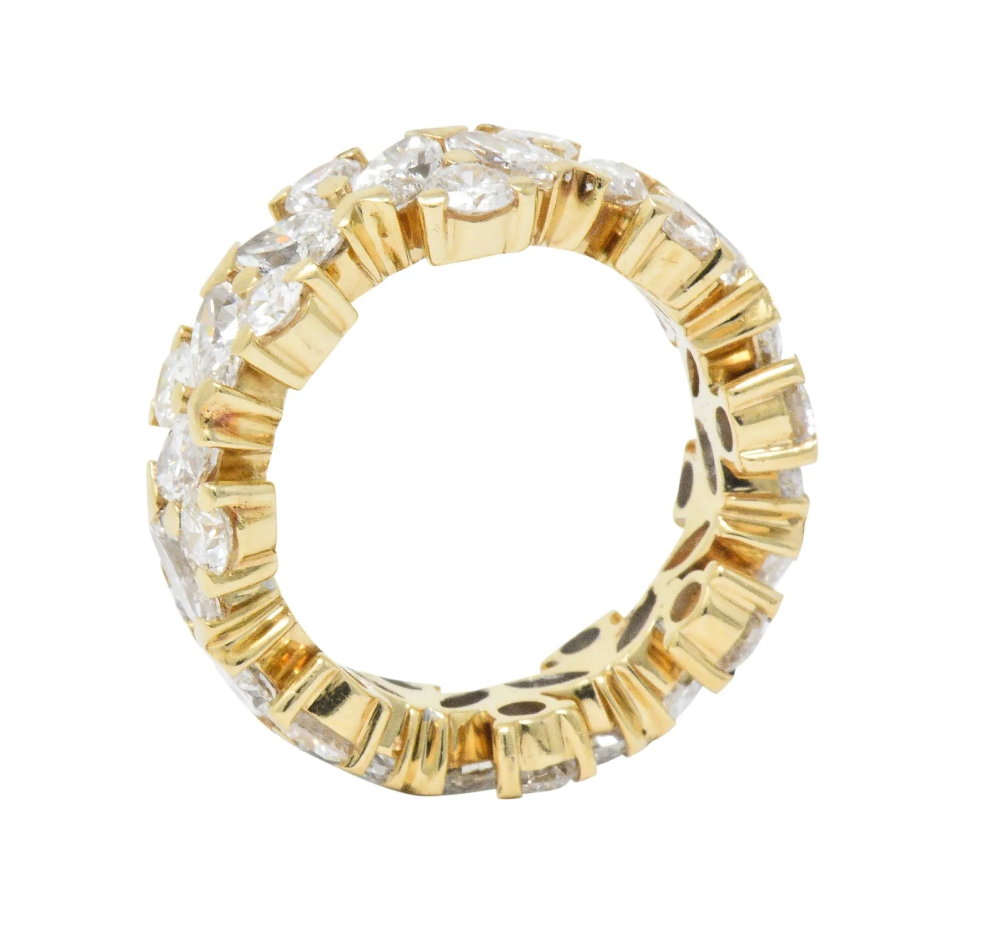 Contemporary 3.65 CTW Diamond 14 Karat Gold Eternity Foliate Band Ring