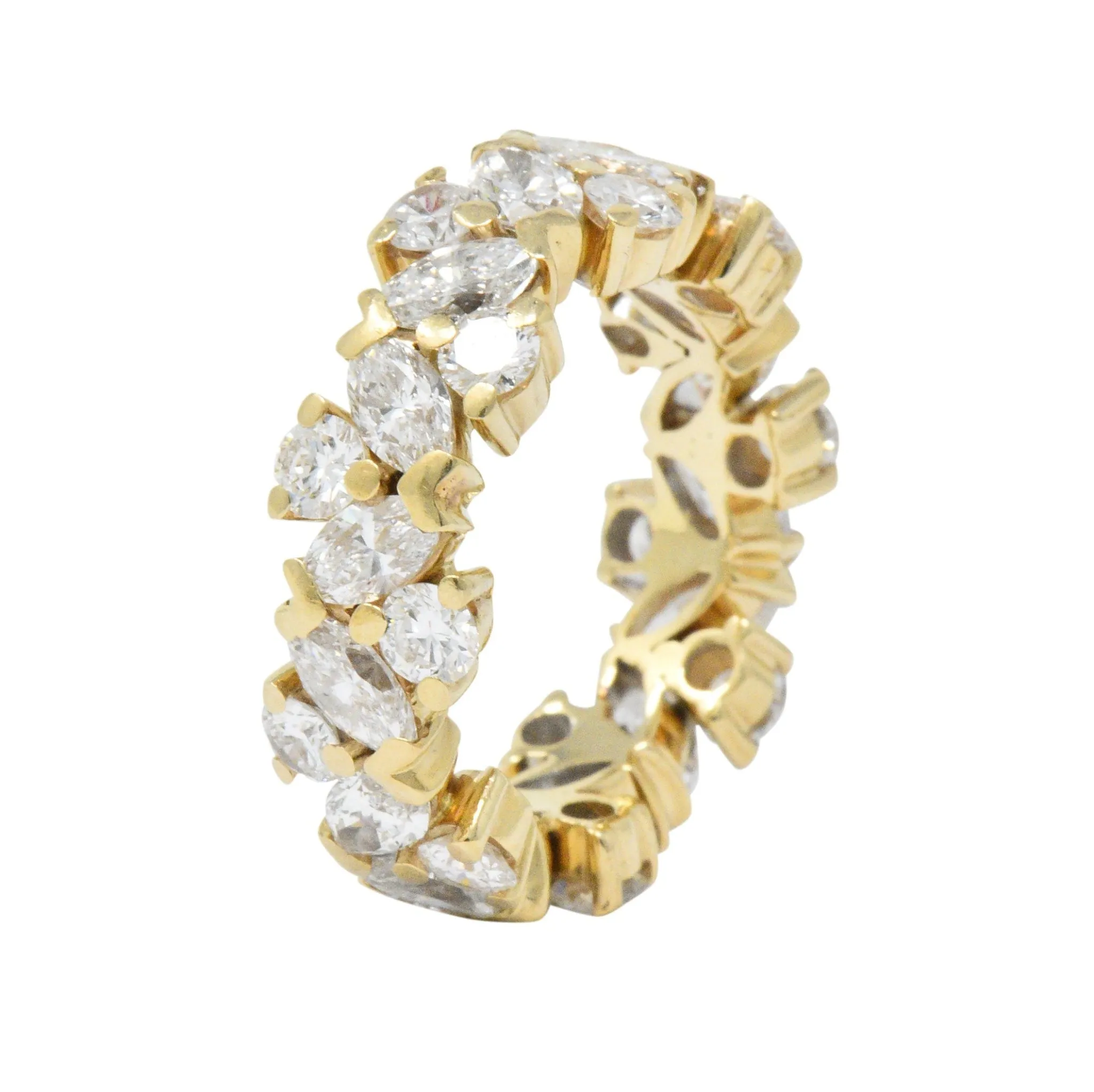 Contemporary 3.65 CTW Diamond 14 Karat Gold Eternity Foliate Band Ring