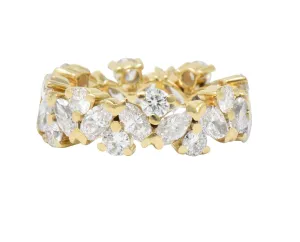Contemporary 3.65 CTW Diamond 14 Karat Gold Eternity Foliate Band Ring