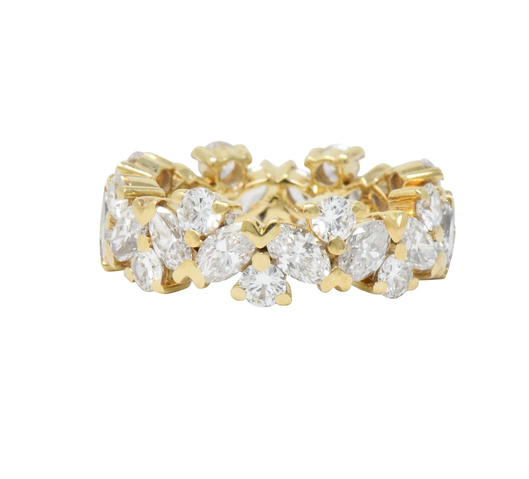 Contemporary 3.65 CTW Diamond 14 Karat Gold Eternity Foliate Band Ring
