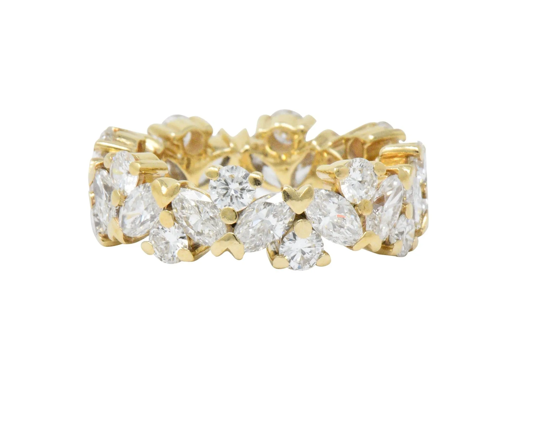 Contemporary 3.65 CTW Diamond 14 Karat Gold Eternity Foliate Band Ring