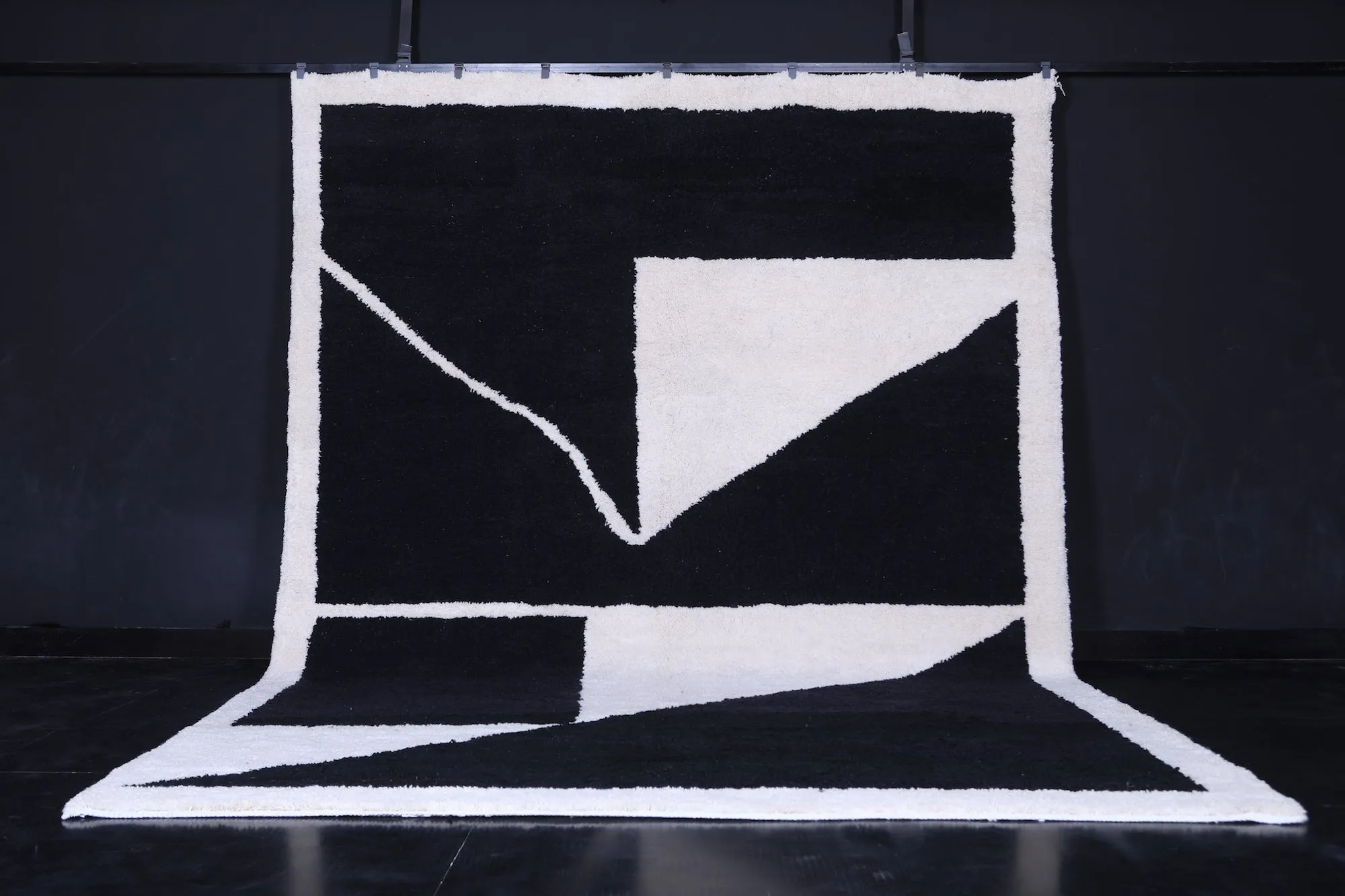 Contemporary rug - Black white rug - all custom wool
