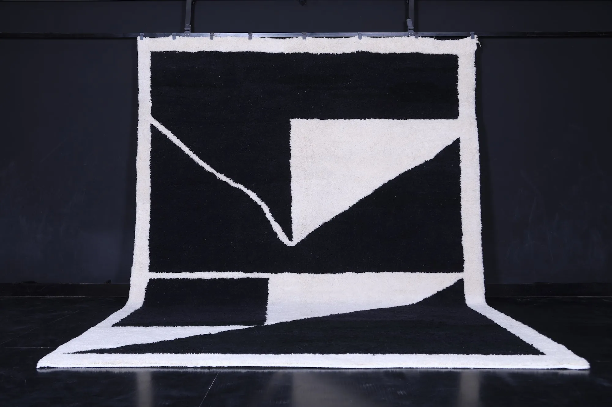 Contemporary rug - Black white rug - all custom wool