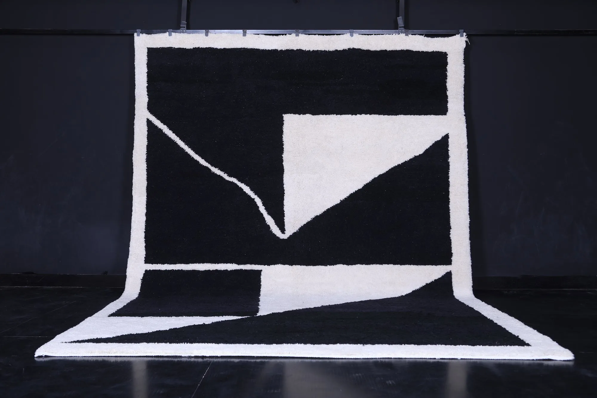 Contemporary rug - Black white rug - all custom wool