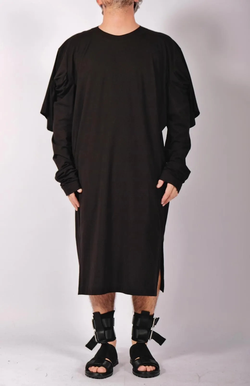 Cotton Jersey Dress Midi with Four Sleeves