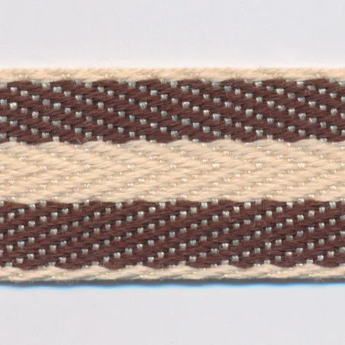 Cotton Stripe Herringbone Ribbon #18 Smoke Brown & Sand Beige & Smoke Brown