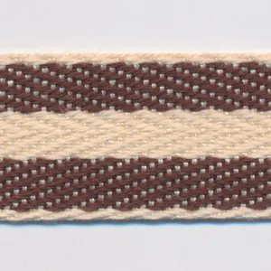 Cotton Stripe Herringbone Ribbon #18 Smoke Brown & Sand Beige & Smoke Brown
