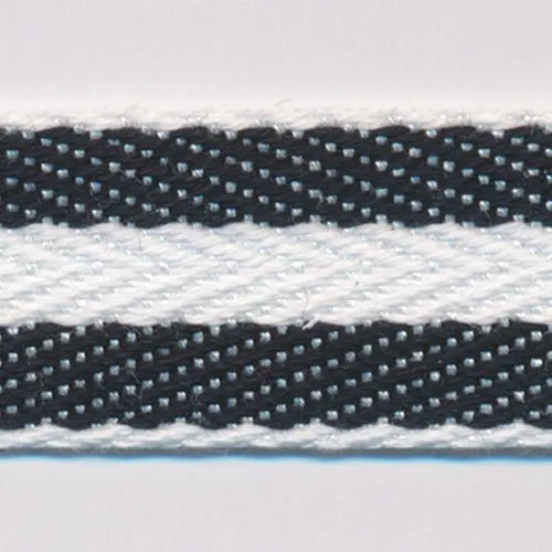 Cotton Stripe Herringbone Ribbon #35 Black & Off White & Black