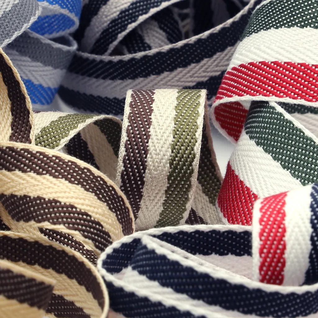 Cotton Stripe Herringbone Ribbon #35 Black & Off White & Black