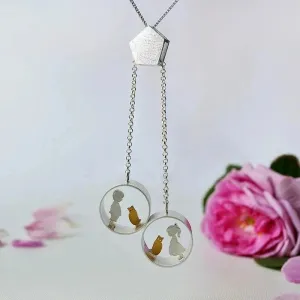 Creative Handmade Little Boy & Girl with Cat Pendant