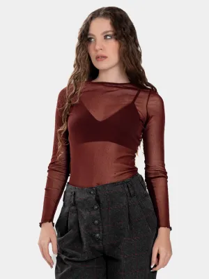 Crew Neck Tulle T-Shirt
