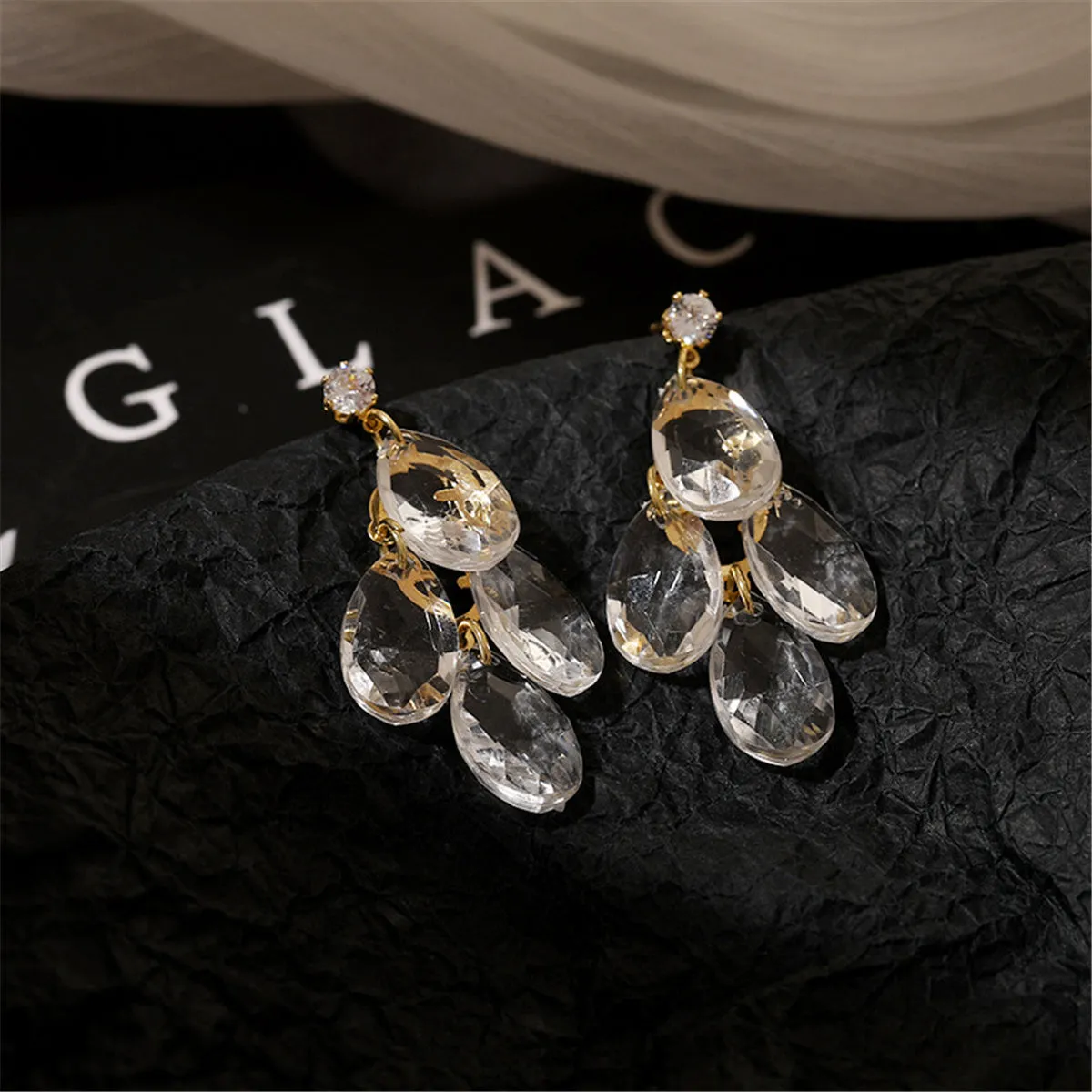 Crystal & Cubic Zirconia Drop Cluster Drop Earrings