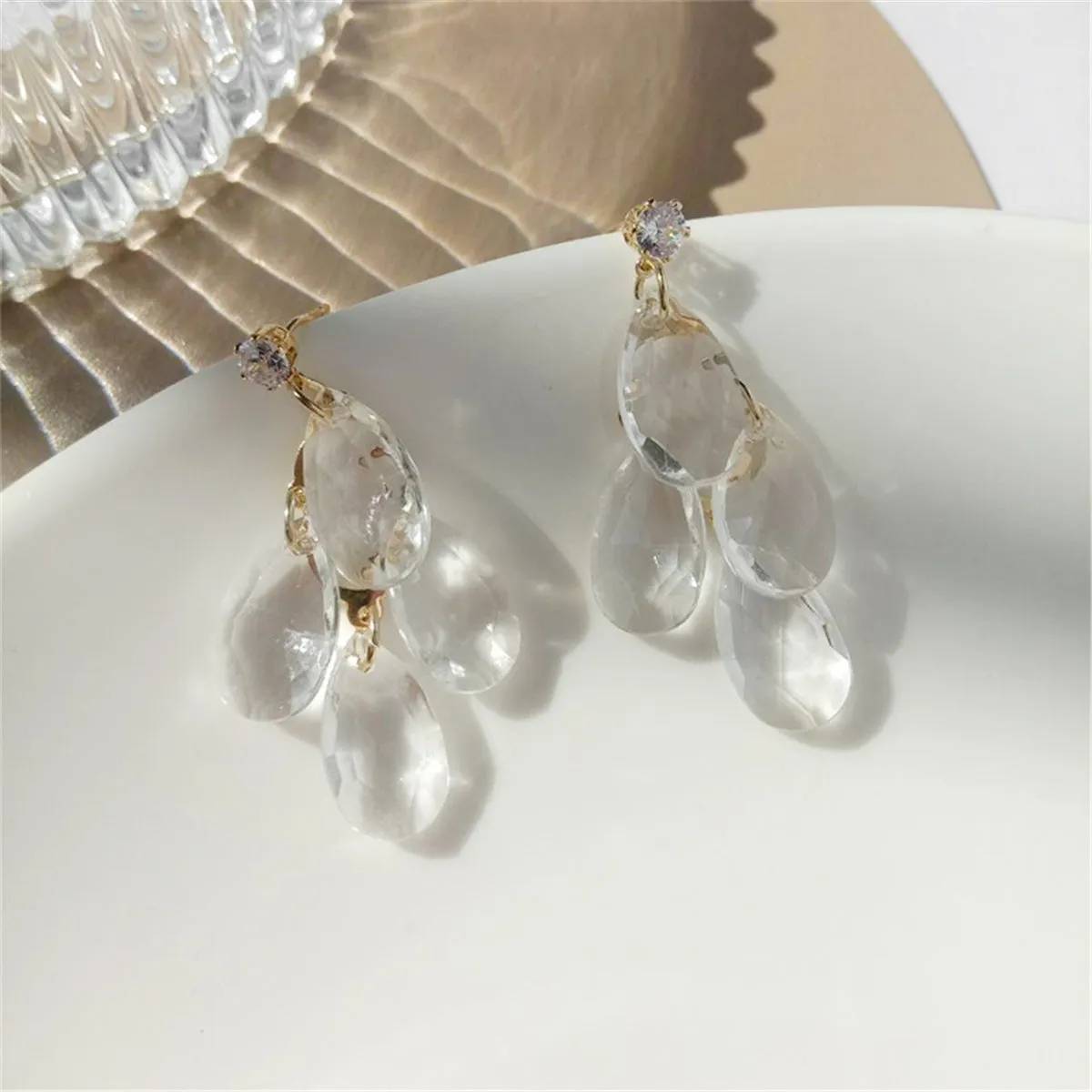 Crystal & Cubic Zirconia Drop Cluster Drop Earrings