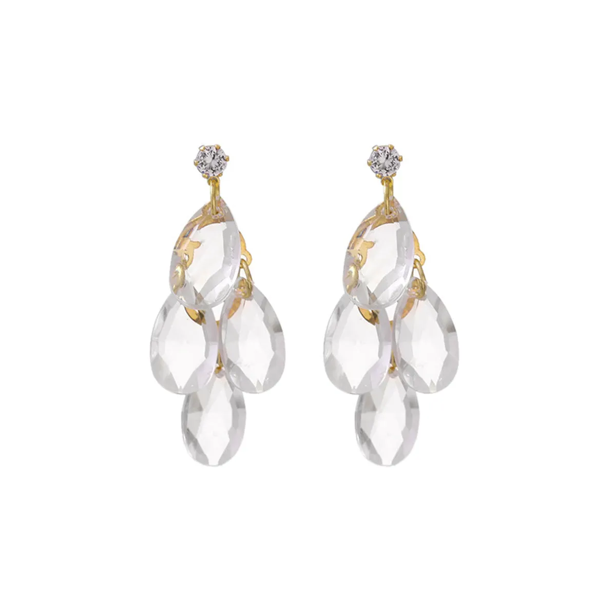 Crystal & Cubic Zirconia Drop Cluster Drop Earrings