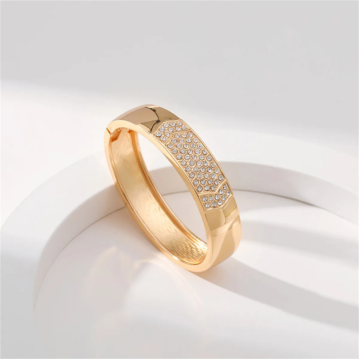 Cubic Zirconia & 18K Gold-Plated Arrow Bangle