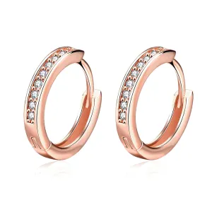 Cubic Zirconia & 18K Rose Gold-Plated Hoop Earrings